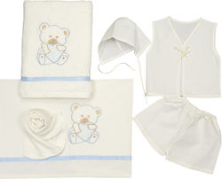 Boy's Christening Oilcloth Set with Teddy Bear Theme