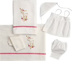 Set of Christening Oilcloths for Girls with Fawn Theme