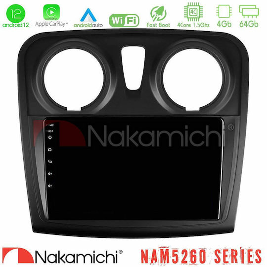 Nakamichi Car Audio System for Renault Dokker Dacia Sandero / Dokker 2014-2020 (Bluetooth/USB/AUX/WiFi/GPS/Apple-Carplay/Android-Auto) with Touch Screen 9"