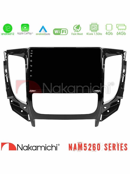 Nakamichi Nam5260 Seria 4core Android12 4+64gb Mitsubishi L200 2016-> & Fiat Fullback Auto A C Navigație Tabletă Multimedia 9" Carplay & Android Auto