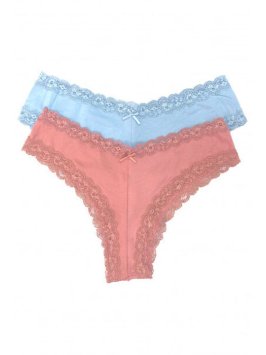 IDER Damen Brasilien 2Pack mit Spitze Denim/Rot...
