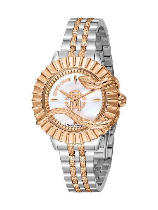 Roberto Cavalli By Franck Muller Womens Watch Battery with Yellow Metal Bracelet