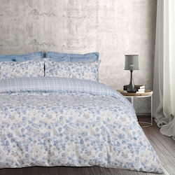 Das Home Set Queen 4pcs 240x260cm Flannel 9637 Blue, Taupe