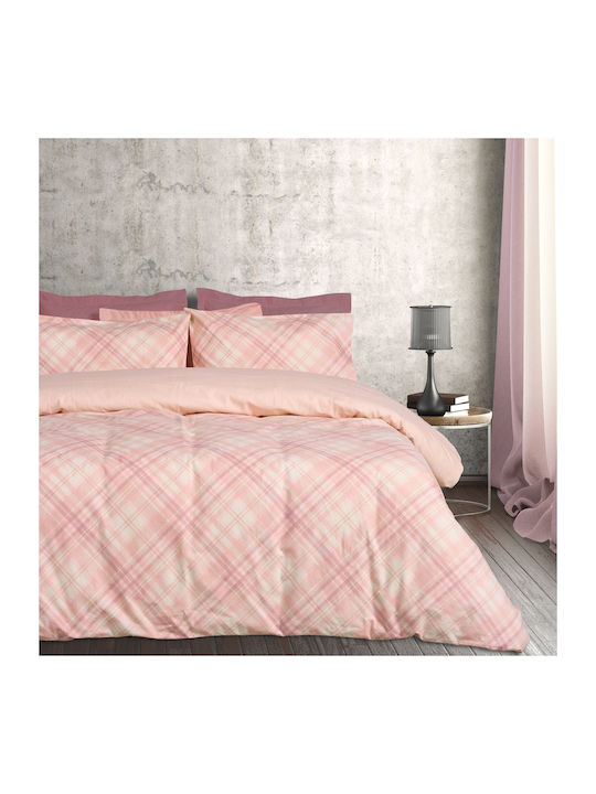 Das Home Bettbezug-Set Baumwolle Übergröße mit 2 Kissenbezügen 220x240 9638 Ecru, Nude