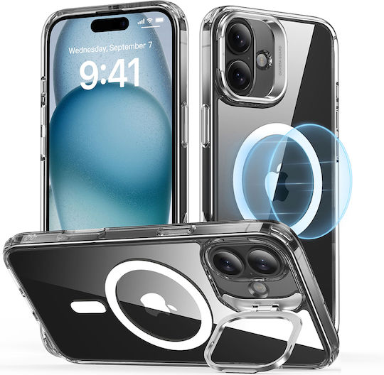 ESR Classic Hybrid Halolock Kickstand Umschlag Rückseite Metallisch Transparent (iPhone 16)