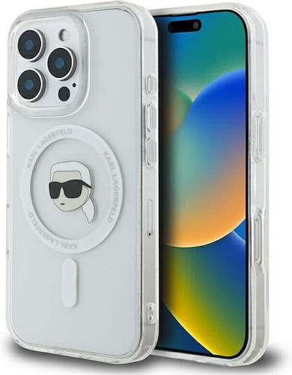 Karl Lagerfeld Karl Head Magsafe Umschlag Rückseite Kunststoff Weiß (iPhone 17 Pro Max / iPhone 17 Pro / iPhone 16 Pro Max)