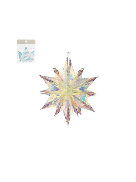 Iridescent Cream Opening Star 40x38x20cm