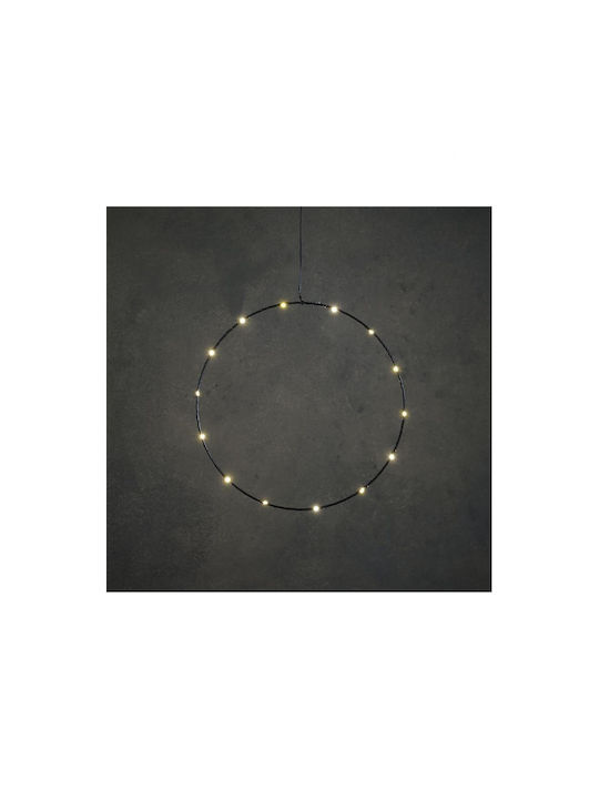 Schwarzer Kranz mit 15 LED-Lichtern Warmweiß/Batterie Ø35cm