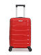 Amber Cabin Hard Red Travel Suitcase with 4 Wheels Height 55cm