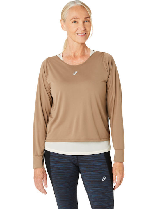 ASICS Women's Blouse Long Sleeve Beige