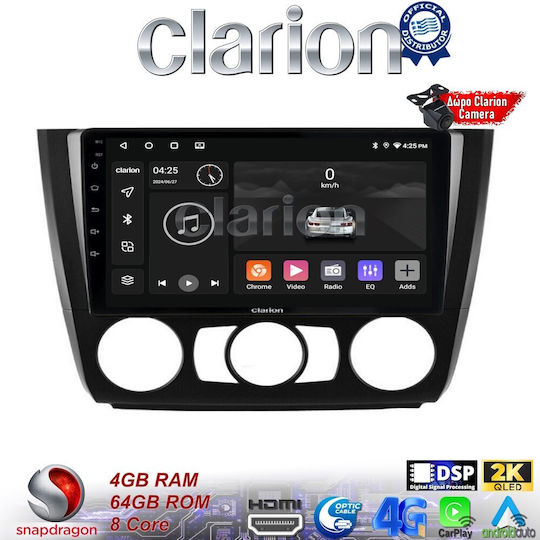 Clarion Ηχοσύστημα Αυτοκινήτου για BMW Σειρά 1 / E81 / E82 / E87 2004-2013 (Bluetooth/USB/WiFi/GPS/Apple-Carplay/Android-Auto) με Οθόνη Αφής 9"