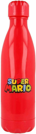 Stor Kids Water Bottle Super Mario Plastic with Screw-On Cap Non Spill Red 600ml