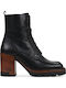 Leder Stiefeletten Damen Schwarz