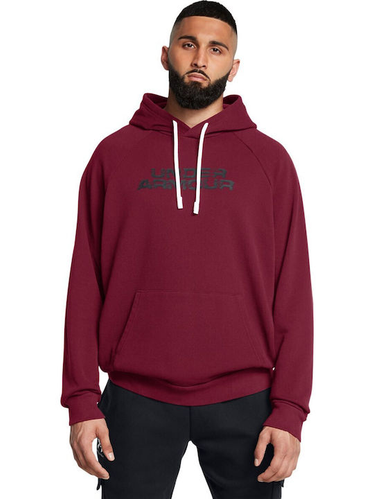 Under Armour Ua Rival Φούτερ με Κουκούλα Κόκκινο