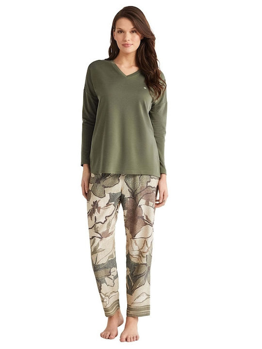 Penye Mood Winter Damen Pyjama-Set Grün