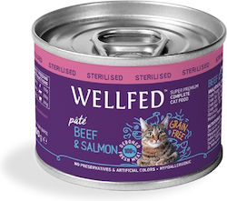 Pet Interest Wet Food for Neutered Adult Cat with Beef, Salmon and Liver 200gr