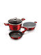 Berlinger Haus Cookware Set of Aluminum with Non-stick Coating Burgundy Collection 5pcs