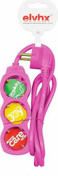 Elvhx Power Strip 3 Positions with Cable 1.5m Pink