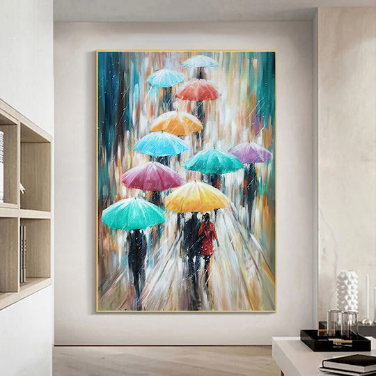 Sensual Painting "Colorful Umbrellas" Canvas Size 50x70cm