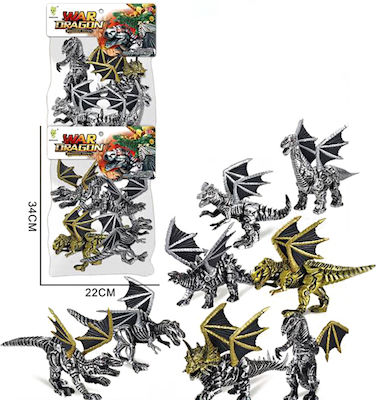 Dinosaurs Dragons Silver Zlote 8 Pieces