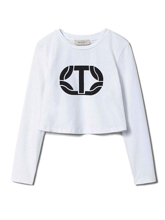 Kids' Crop Top Long Sleeve White