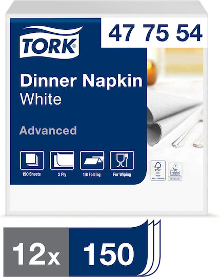 Tork Χαρτοπετσέτα Πολυτελείας 2Φ Λευκή 39x39εκ. τμχ