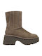 Classic Twin Seam New Heights Leather Women's Ankle Boots with Medium Heel Brown