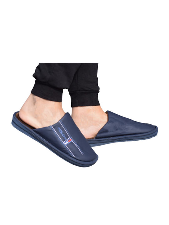 Men's Leather Slippers Blue