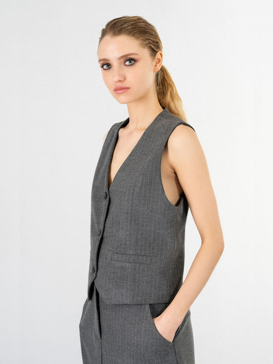 Philosophy Wear Women's Vest with Buttons Grey