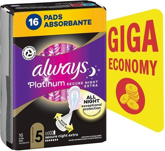 Always Platinum Secure Night Sanitary Pads 16pcs