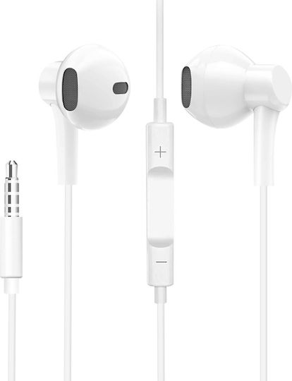 Căști cu Fir Jack 3.5mm Sunet Stereo Control de la Distanță Microfon Alb