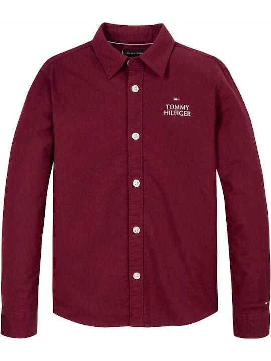 Kids One Color Shirt Long Sleeve Bordeaux