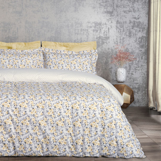 Das Home Happy 9650 Σετ Σεντόνια Υπέρδιπλα 240x260εκ. Grey, Ivory (4τμχ)