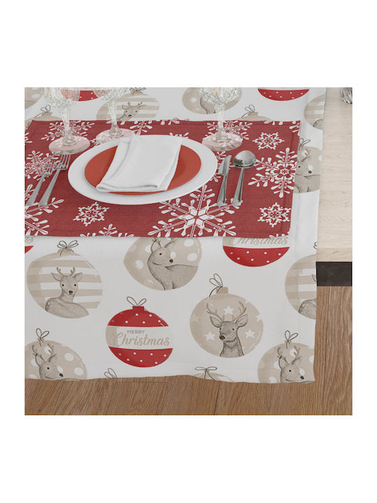 Christmas Tablecloth Merry Christmas Ecru