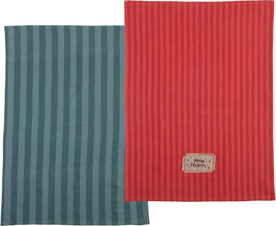 Nef-Nef Homeware Set Christmas Towels Fabric Red L50xW70cm. 2pcs