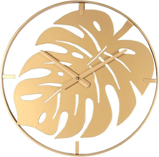 Ceas De Perete Auriu Rotund Frunză Monstera Φ40x3.5cm 6/bax 15-94235