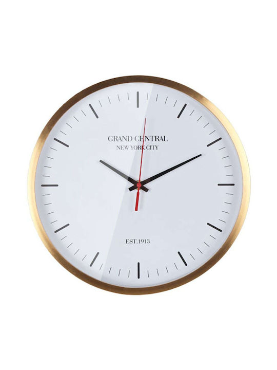 Wall Clock Gold White Round Glass Diameter 30x5.5cm 6/box 15-94236