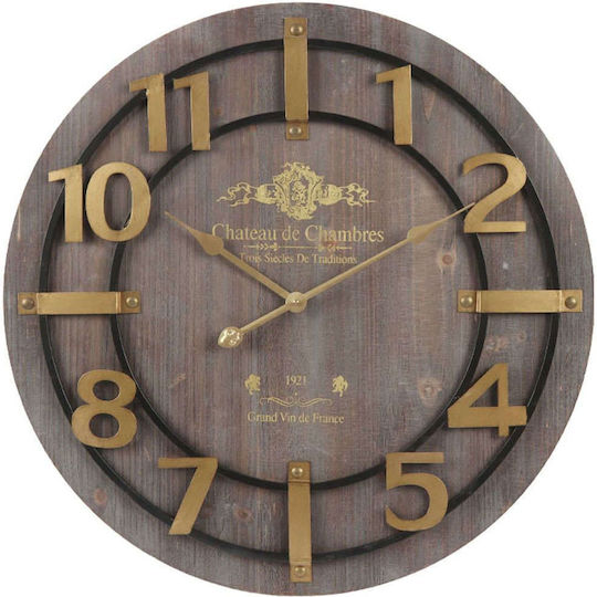Marhome Wanduhr Braun Gold Rundes Weinfass F68x5cm 2/Stück 15-94258