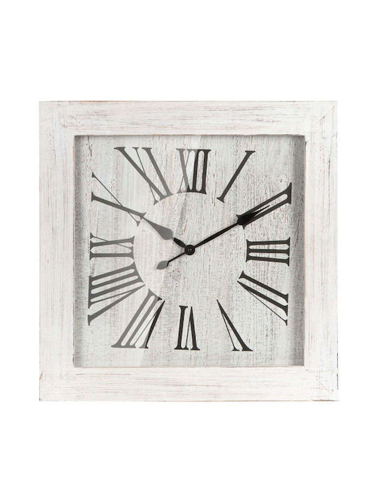 Wall Clock White Vintage Square Glass & Latin Numbers 60x60x6cm 2/Box
