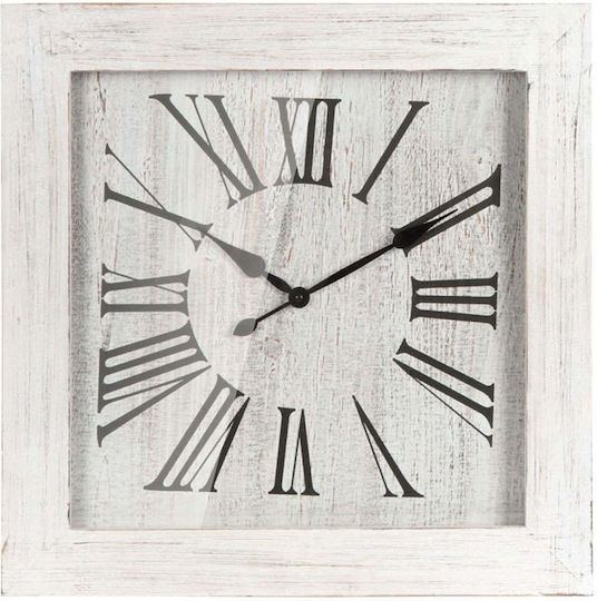 Marhome Wanduhren Weiß Alteingesessen Quadrat Glas & Lateinische Ziffern 60x60x6cm 2/Box 15-94255