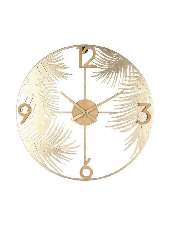 Wall Clock Gold Round Tropical Perforated Diameter 60x3.5cm 4/box 15-94244