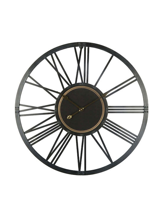 Wall Clock Black Metallic Round Narrow Latin Numerals Φ80x5cm 2/box 15-94271