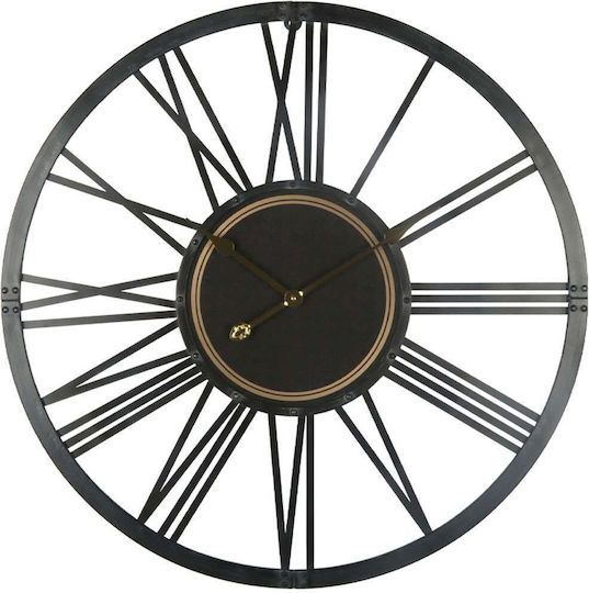 Marhome Wanduhr Schwarz Metallisch Rund Schmal Lateinische Zahlen Φ80x5cm 2/Box 15-94271