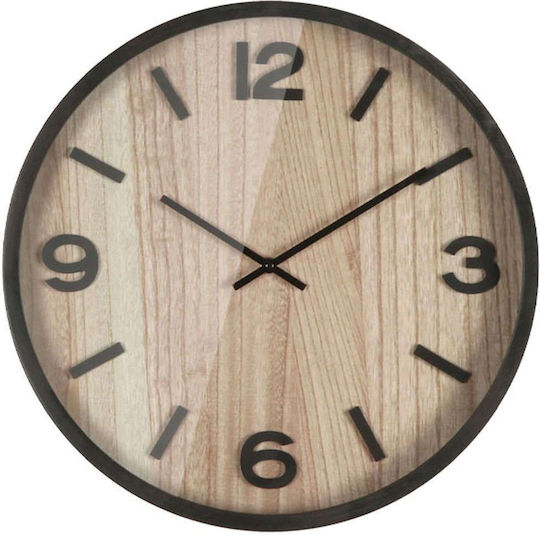 Marhome Wanduhr Schwarz Braun Rund Glas & Holz-Effekt F45x6cm 4/Stück 15-94251