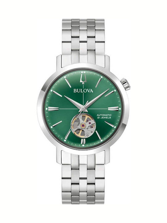 Bulova Ανδρικό Ρολόι Μπαταρίας με Ασημί Μεταλλικό Μπρασελέ