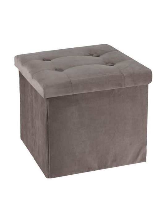 Stool For Living Room With Storage Space Upholstered with Velvet Puru 38x38x38cm