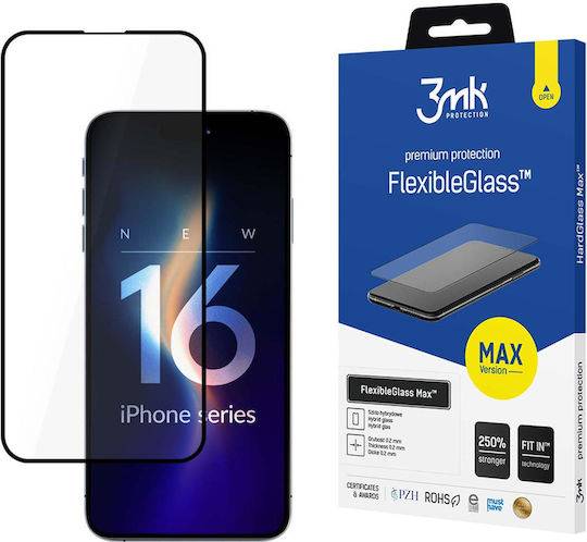 3MK Flexibleglass Max Tempered Glass Μαύρο (iPhone 16)
