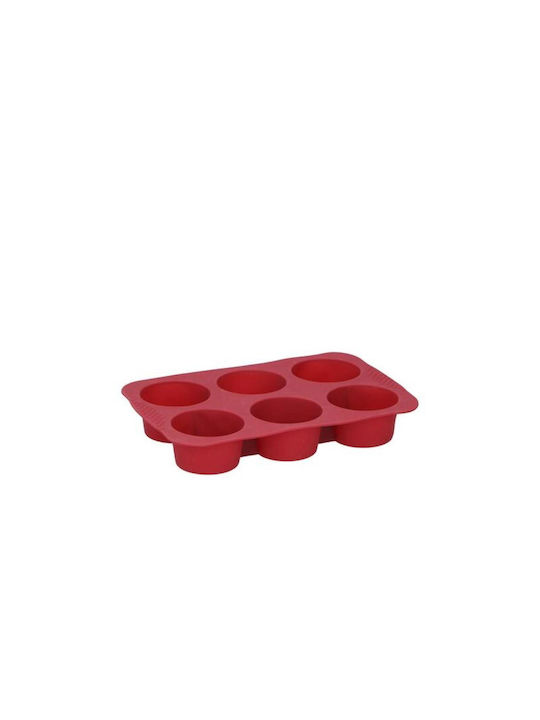 Alpina Appliances Formă de Patiserie pentru Cupcakes/Muffins din Silicon 6 Locuri 26.5x17.3x4buc Red 1buc
