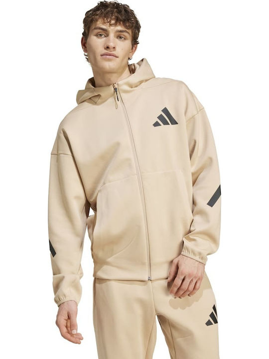 adidas Φούτερ με Κουκούλα Beige JF2445