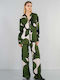 Women's Fabric Trousers with Elastic Green